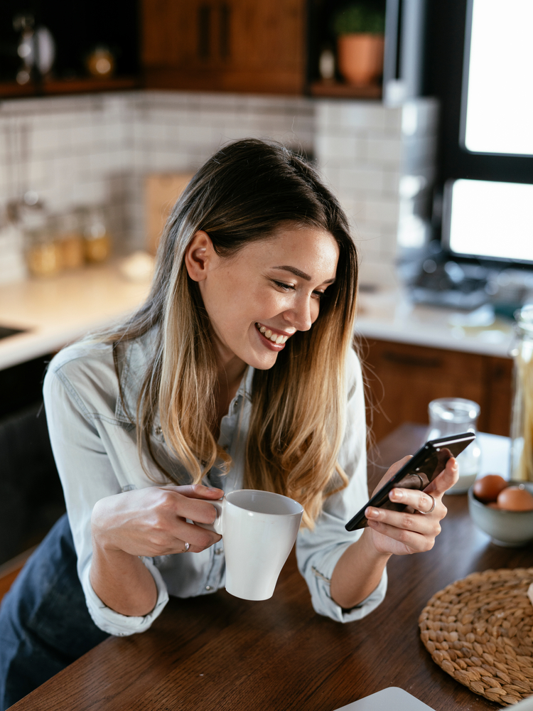 Beautiful,Woman,Drinking,Coffee,And,Using,The,Phone,In,The personal insurance texas